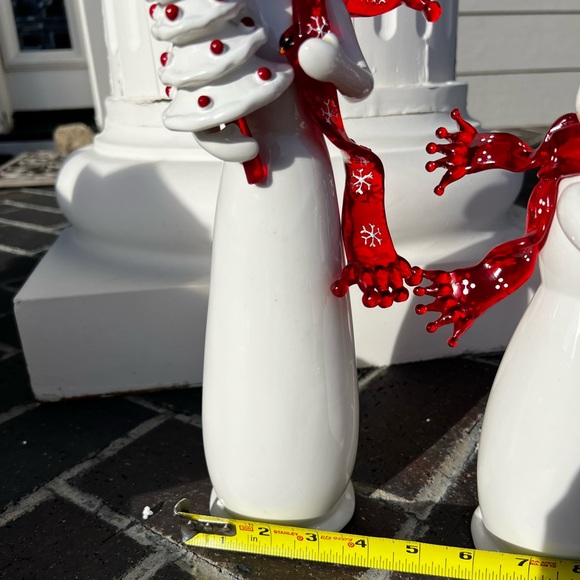 Set of 3 Ceramic Snowman Family Figurines Christmas Holiday Decor - Picture 12 of 17